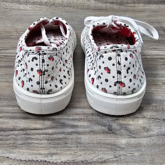 🔥Disney Minnie Mouse Women's Canvas Lace Up Polka Dot White Black Shoe Sneakers - Picture 5 of 11